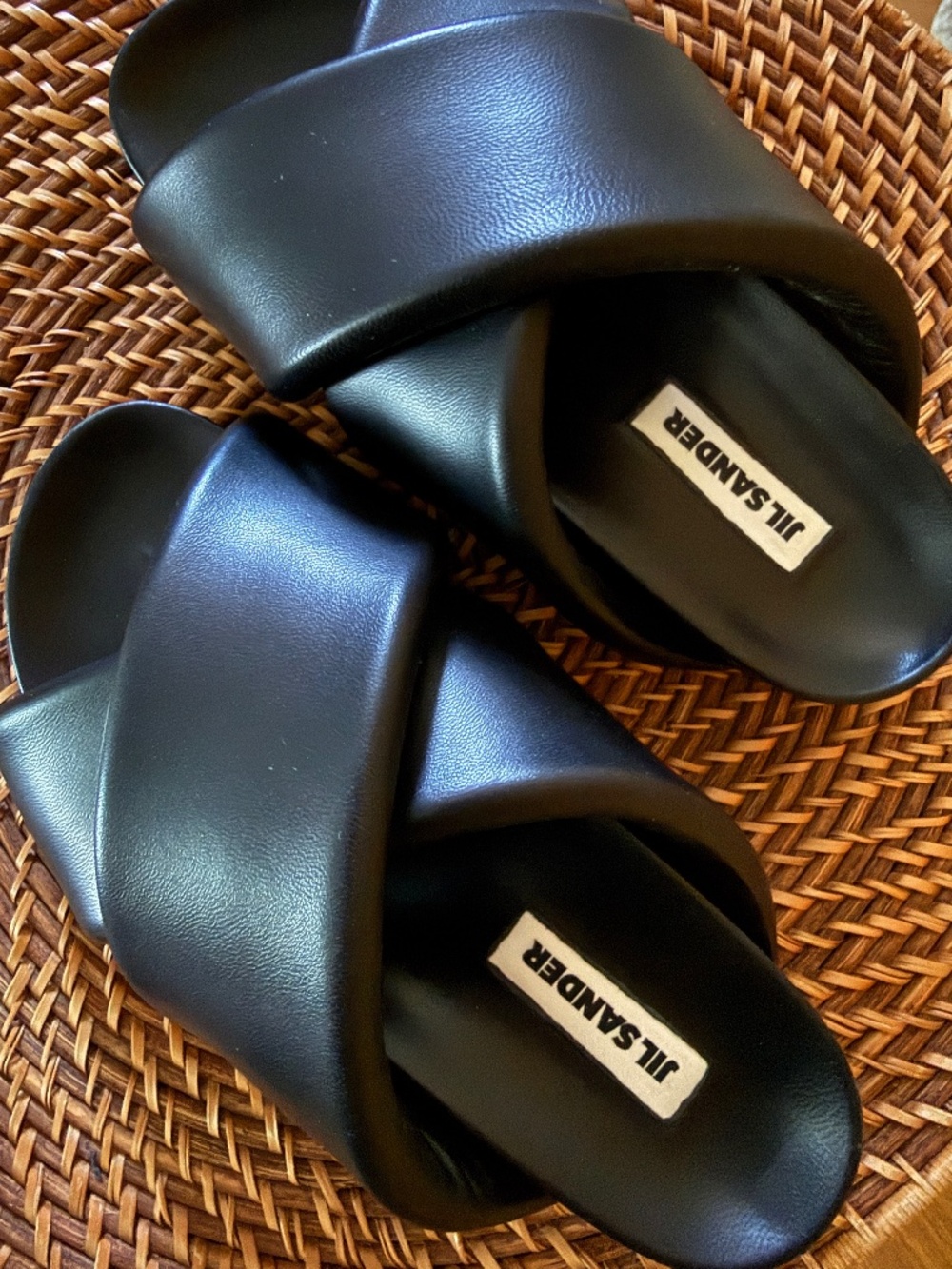 Jil Sander crossover-strap leather sandals